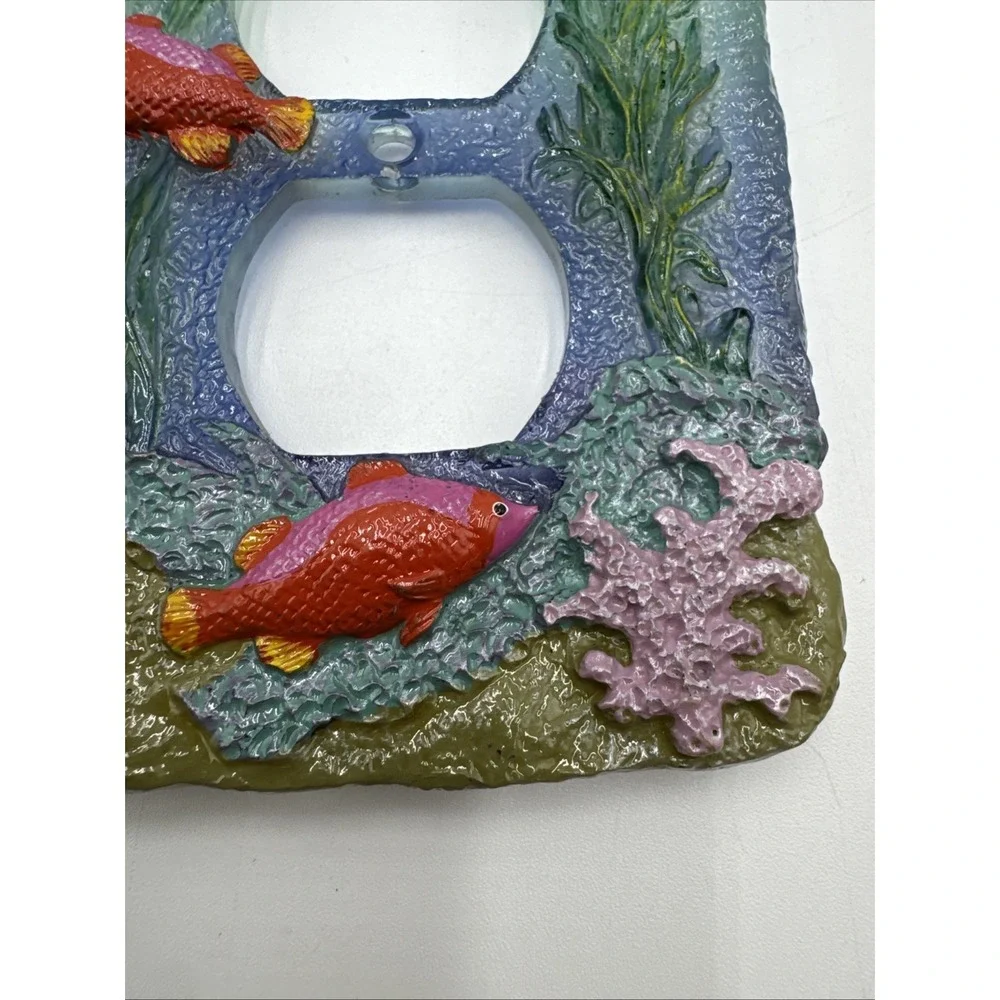 Vintage TROPICAL FISH Light Switch Wall Plate Outlet Cover Hand Painted Ocean 3D